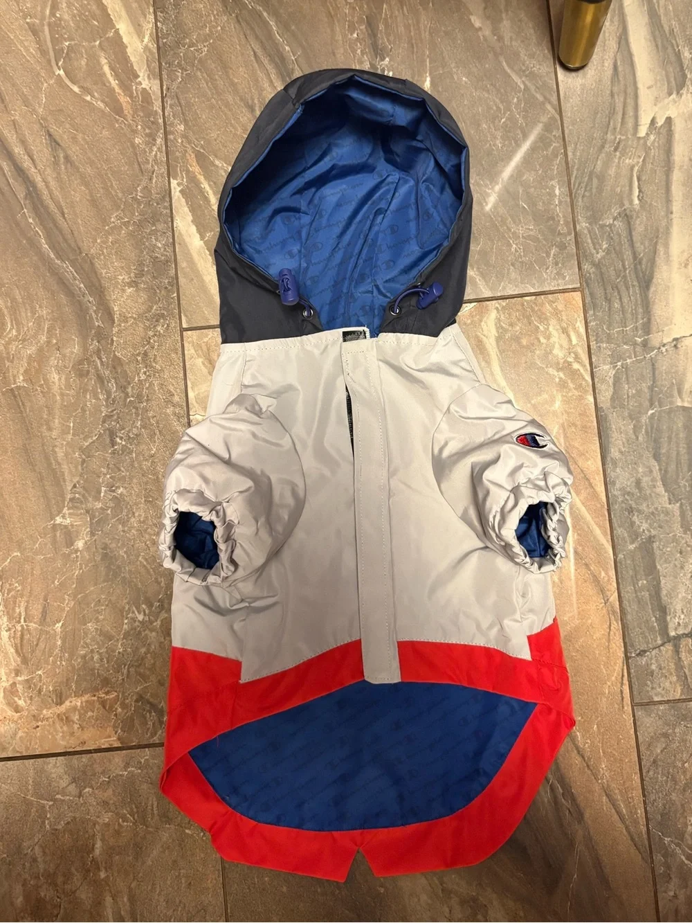 Champion Hooded Raincoat - Navy/Gray/Red